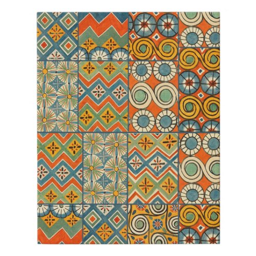 Geometric Colorful Antique Egyptian Graphic Art Faux Canvas Print