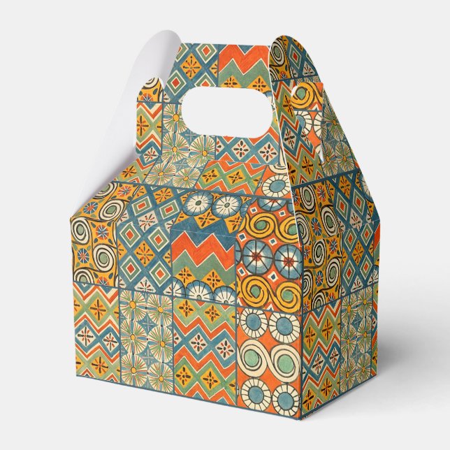 Geometric Colorful Antique Egyptian Graphic Art Favor Boxes (Front Side)