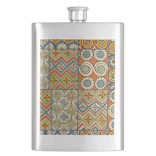 Geometric Colorful Antique Egyptian Graphic Art Flask