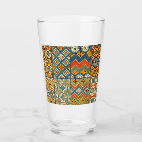 Geometric Colorful Antique Egyptian Graphic Art Glass