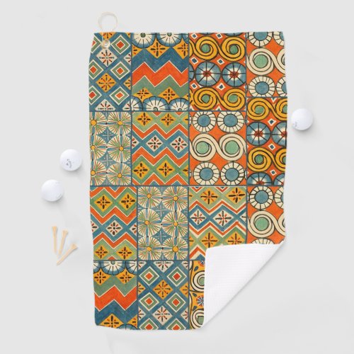 Geometric Colorful Antique Egyptian Graphic Art Golf Towel
