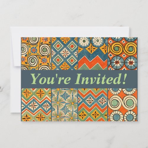 Geometric Colorful Antique Egyptian Graphic Art Invitation