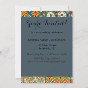 Geometric Colorful Antique Egyptian Graphic Art Invitation
