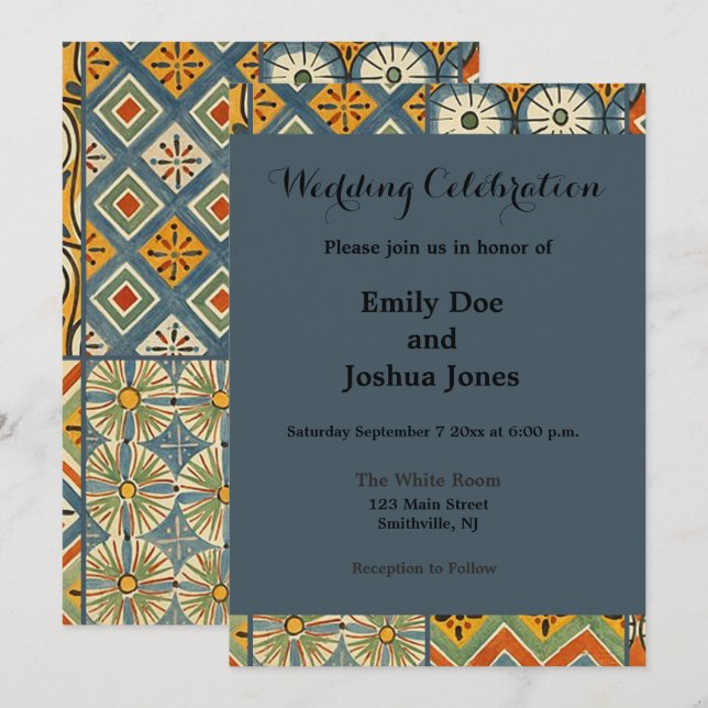 Geometric Colorful Antique Egyptian Graphic Art Invitation (Front/Back)
