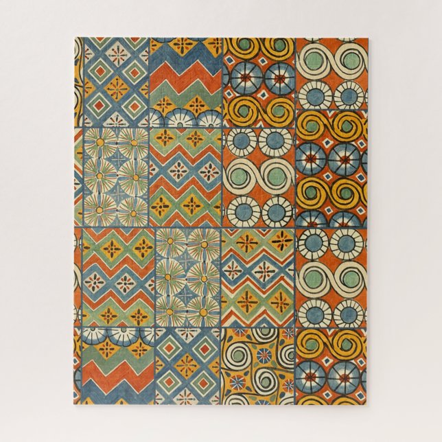 Geometric Colorful Antique Egyptian Graphic Art Jigsaw Puzzle (Vertical)
