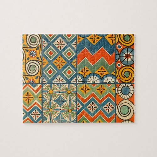 Geometric Colorful Antique Egyptian Graphic Art Jigsaw Puzzle