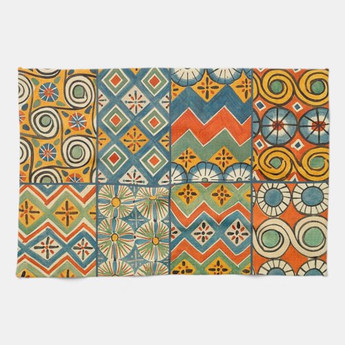 Geometric Colorful Antique Egyptian Graphic Art Kitchen Towel