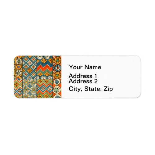 Geometric Colorful Antique Egyptian Graphic Art Label