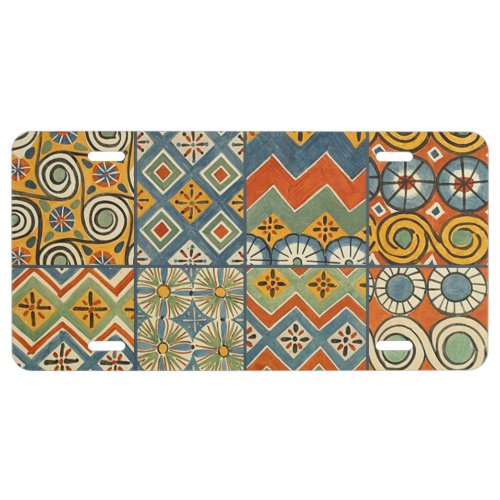 Geometric Colorful Antique Egyptian Graphic Art License Plate