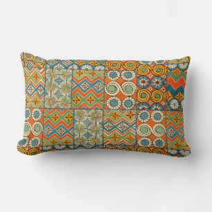 Geometric Colorful Antique Egyptian Graphic Art Lumbar Pillow