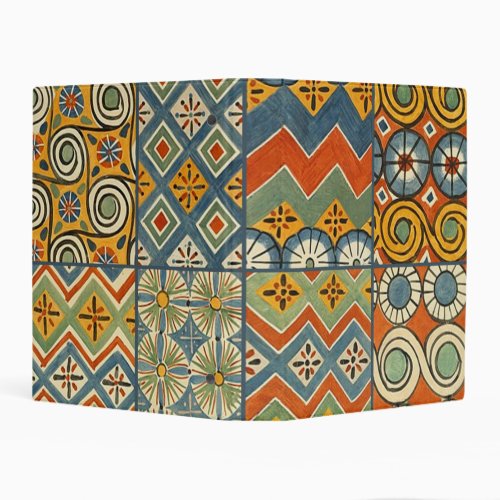 Geometric Colorful Antique Egyptian Graphic Art Mini Binder