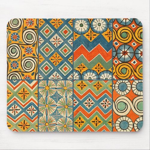 Geometric Colorful Antique Egyptian Graphic Art Mouse Pad