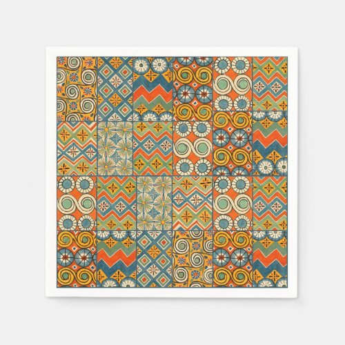 Geometric Colorful Antique Egyptian Graphic Art Napkins