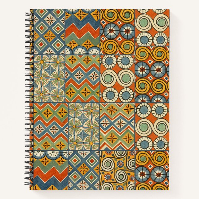 Geometric Colorful Antique Egyptian Graphic Art Notebook (Front)