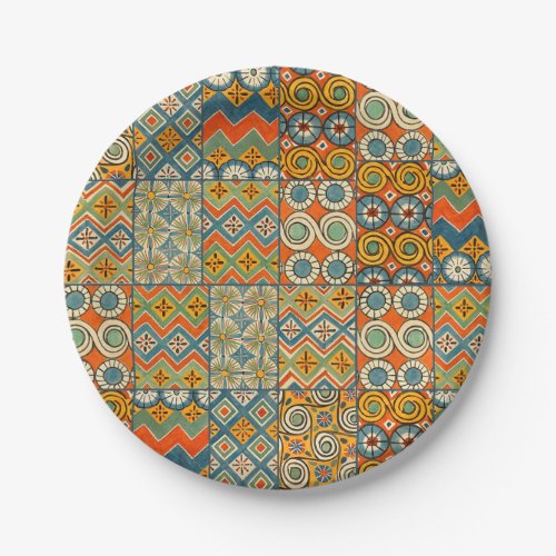 Geometric Colorful Antique Egyptian Graphic Art Paper Plates