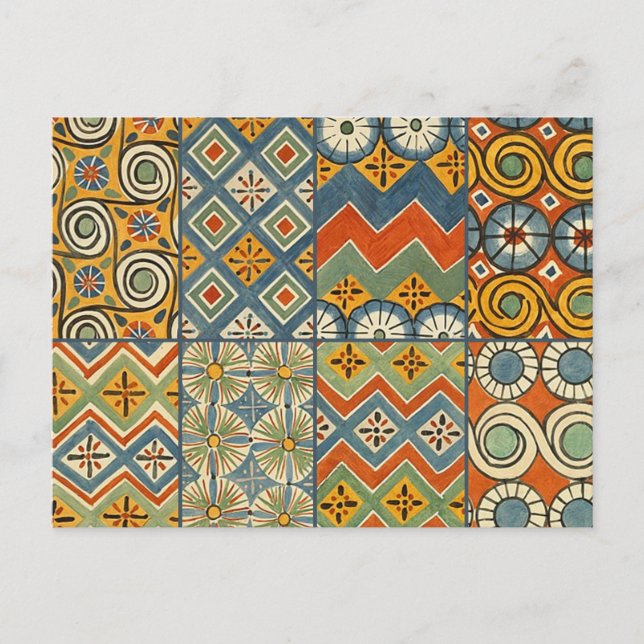 Geometric Colorful Antique Egyptian Graphic Art Postcard (Front)