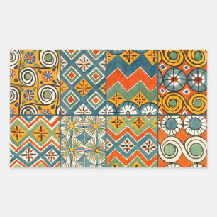 Geometric Colorful Antique Egyptian Graphic Art Rectangular Sticker