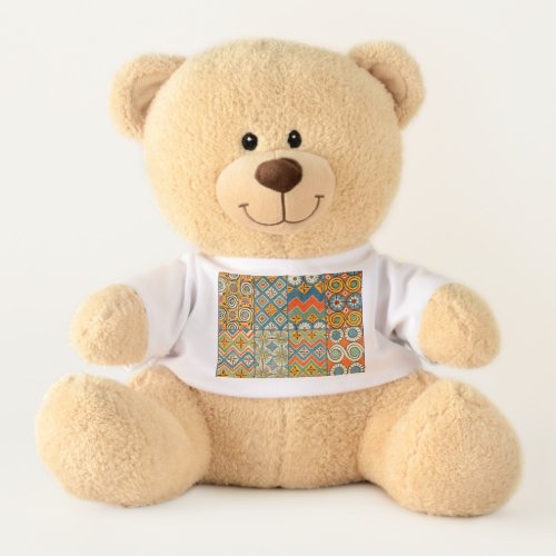 Geometric Colorful Antique Egyptian Graphic Art Teddy Bear