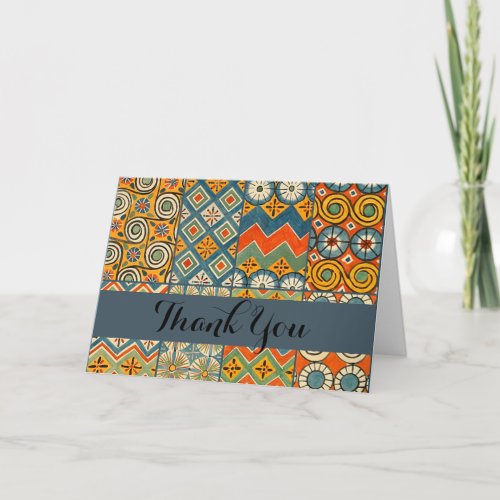 Geometric Colorful Antique Egyptian Graphic Art Thank You Card