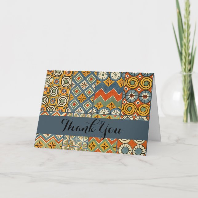 Geometric Colorful Antique Egyptian Graphic Art Thank You Card (Front)