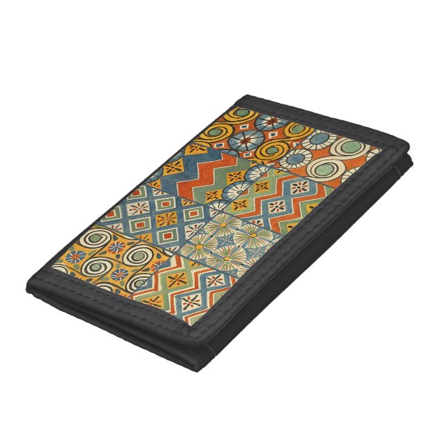 Geometric Colorful Antique Egyptian Graphic Art Trifold Wallet (Bottom)