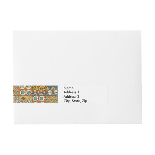 Geometric Colorful Antique Egyptian Graphic Art Wrap Around Address Label