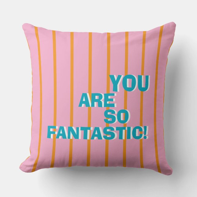 Geometric, Colorful, Appreciative Message Throw Pillow (Front)