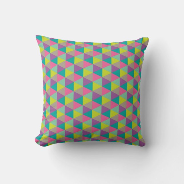 Geometric Colorful Hexagon Modern Pattern Throw Pillow (Front)