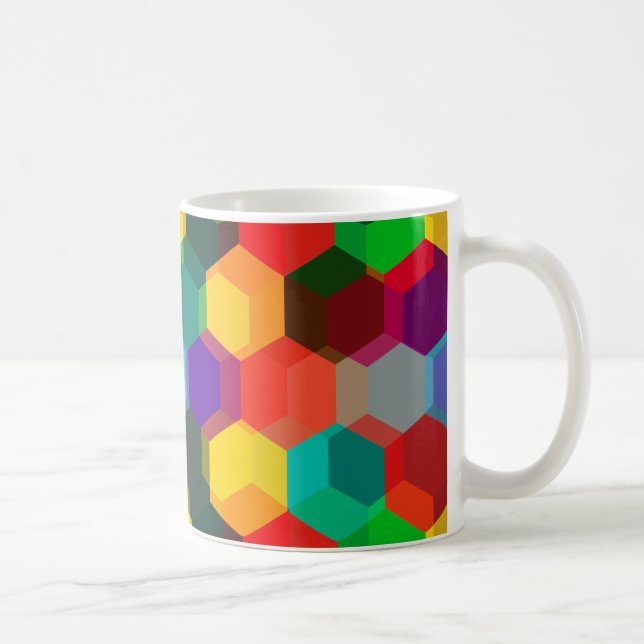 Geometric Colorful Hexagon Pattern Coffee Mug (Right)