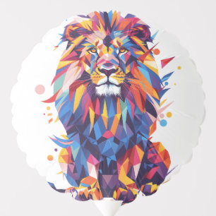 Geometric colorful lion design balloon