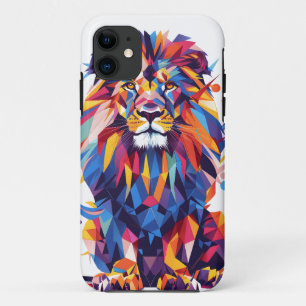 Geometric colorful lion design iPhone 11 case