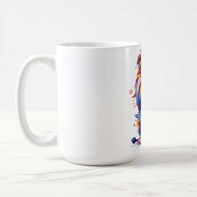 Geometric colorful lion design coffee mug (Left)