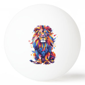 Geometric colorful lion design ping pong ball