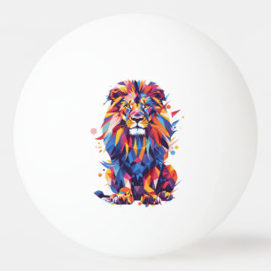 Geometric colorful lion design ping pong ball