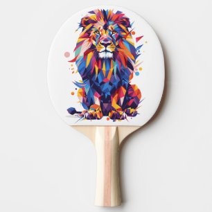 Geometric colorful lion design ping pong paddle