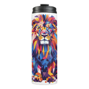 Geometric colorful lion design thermal tumbler