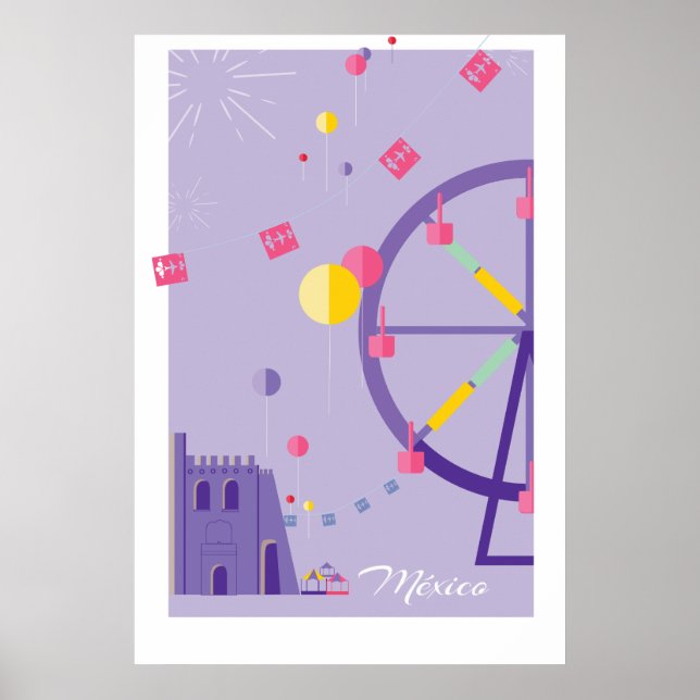 geometric colorful Mexico travel festival poster (Front)