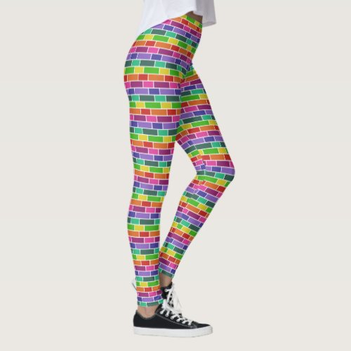 Geometric Colorful Neon Mid_Century Modern Brick Leggings