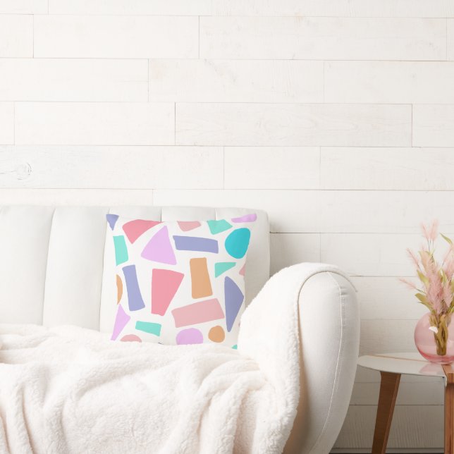 Geometric Colorful Pastel Shapes Pattern Throw Pillow (Couch)