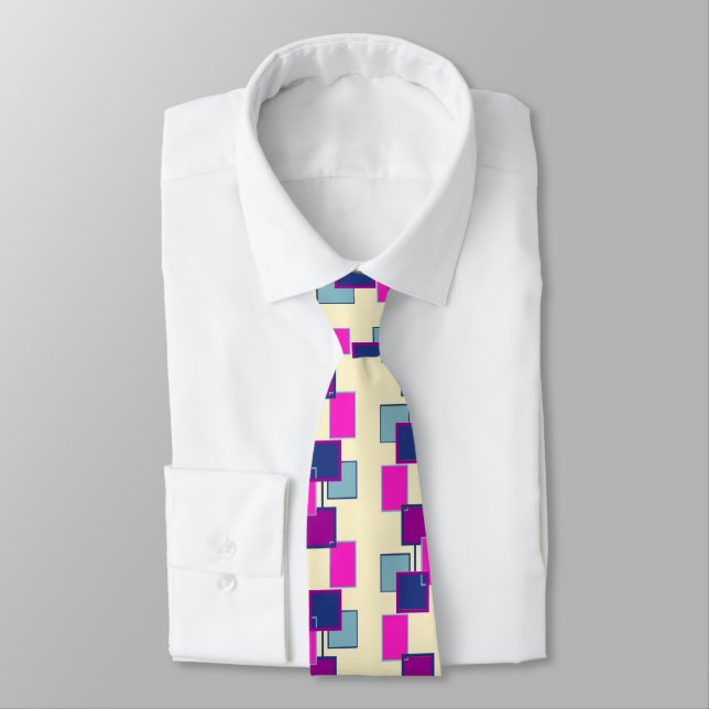 Geometric Colorful Pattern Neck Tie (Tied)