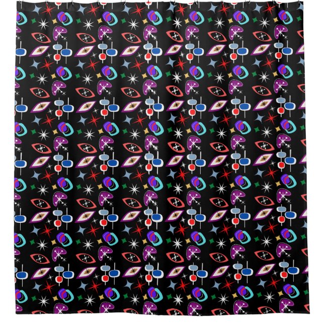 Geometric Colorful Pattern Shower Curtain (Front)