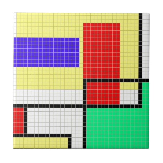 Geometric Colorful Pixel Pattern Tile (Front)