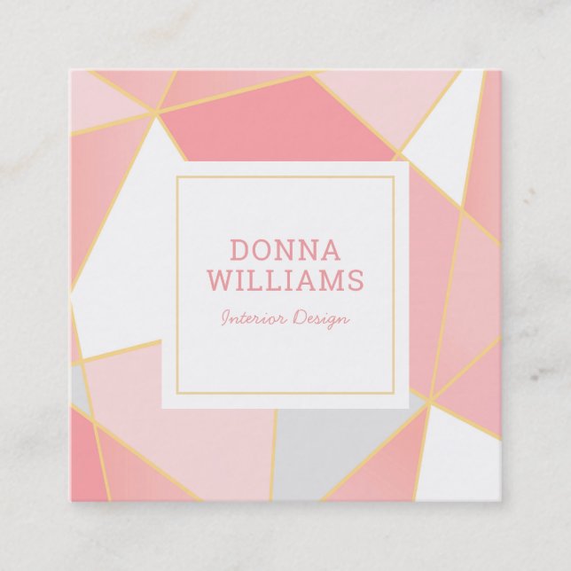 Geometric colorful shapes background square business card (Front)