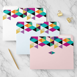 Geometric Colorful Triangles Design File Folder