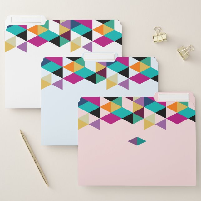 Geometric Colorful Triangles Design File Folder (Set)