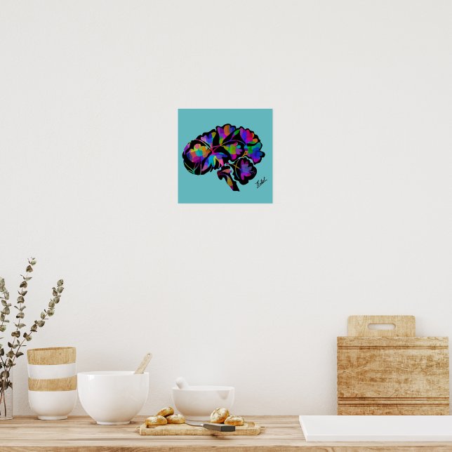Geometric colors and floral brain poster (Kitchen)