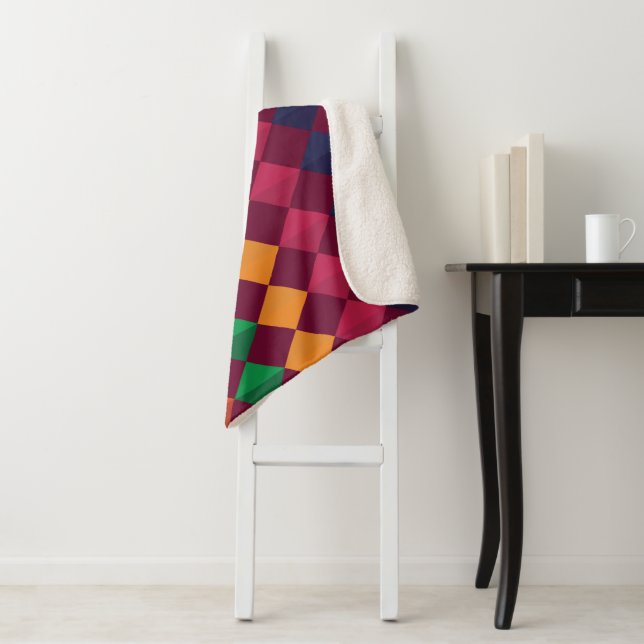 Geometric Colors Pattern  Sherpa Blanket (In Situ)