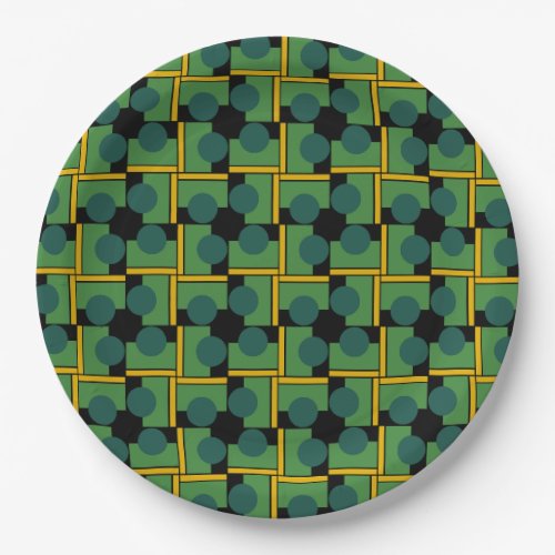 Geometric colourful pattern paper plates