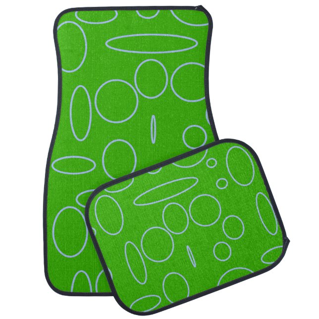Geometric Cool Circles on Green Car Floor Mat (Set)