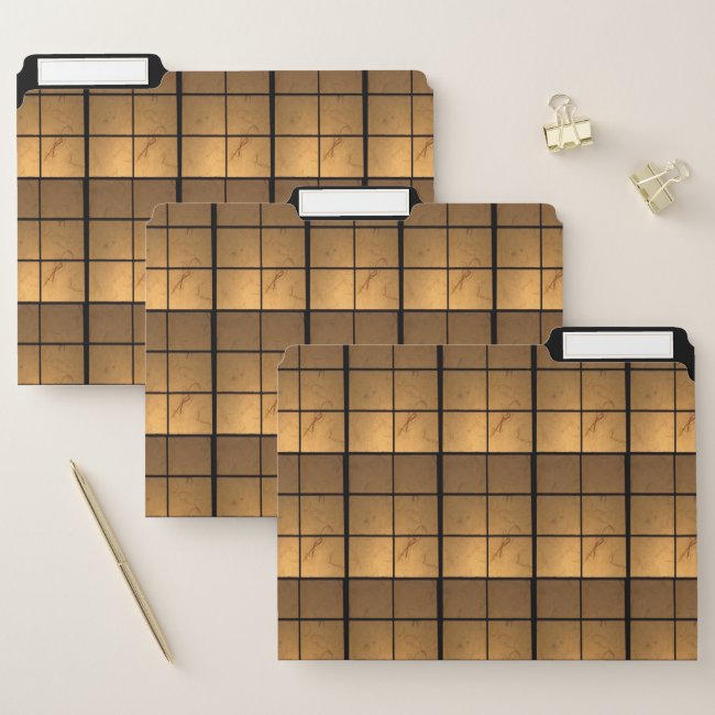 Geometric Copper Gold Square Pattern File Folders